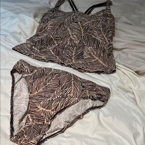 Christina Zebra Print Bikini - Black and Tan